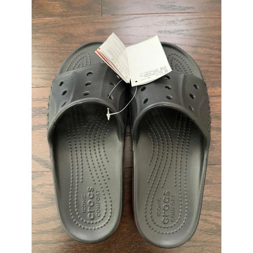 Crocs Baya II Slide Black Sandals Mens 6 Womens 8 208215-001 NWT